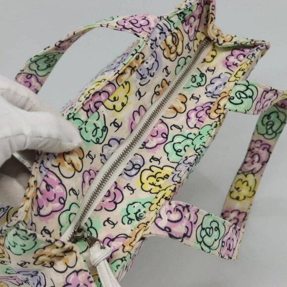 CHANEL Tote Bag Nylon White Silver CC Auth - Picture 6 of 15